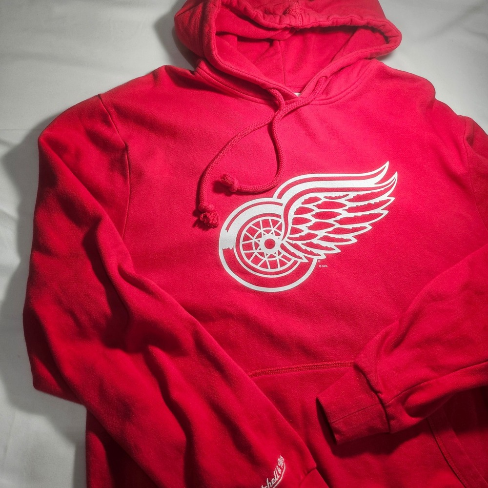 Mitchell & Ness Detroit Red Wings NHL Red Hoodie Sweatshirt Mens Large L